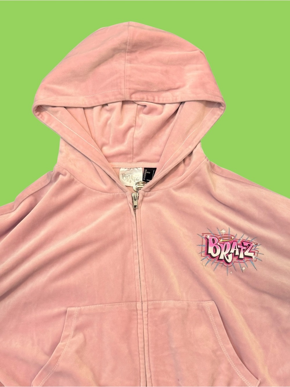 Pink Cropped Bratz H&M Hoodie Zip Size Small Retro Soft